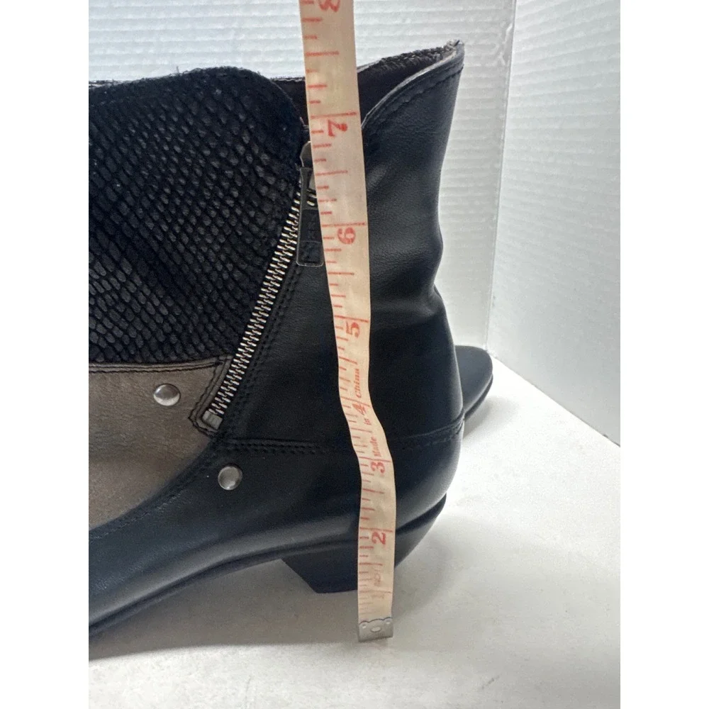 Fidji Black Metallic Bronze Leather Snakeskin Ankle Boots Portugal Size 41 10